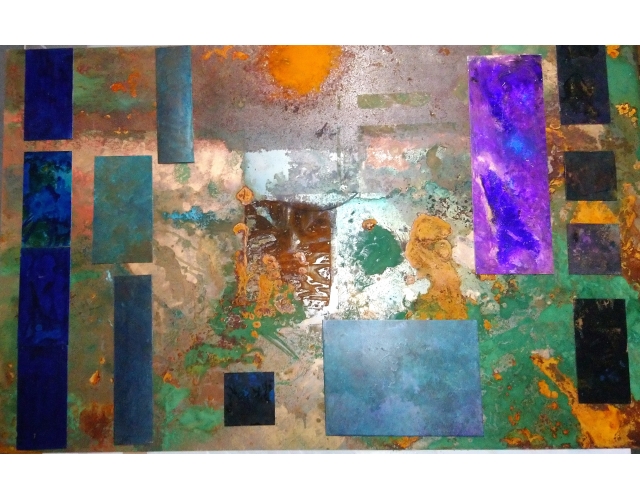 Ever Glades<br>patinaed steel collage<br>4ft X 5ft